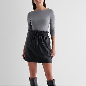Express Black Paperbag Waist Mini Skirt